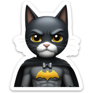 a cat dressed up as batman sticker