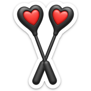 two black massage wands with a heart centred above them sticker