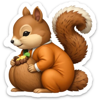 squirrel in acorn pajama suit snoring sticker