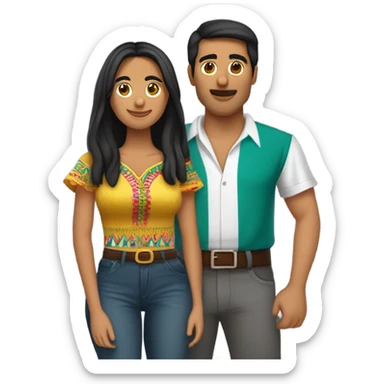 Crea una pareja donde el es mexicano y ella colombiana sticker