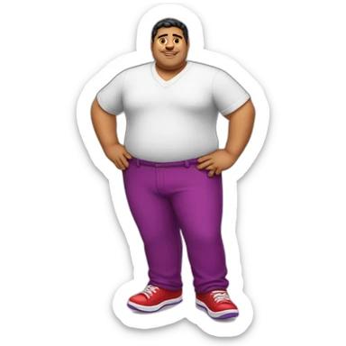 Fat latino Guy with red pants and purple shoes sticker