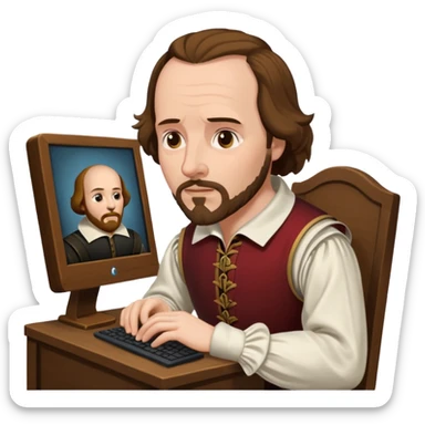 Shakespeare portrait very faithful to original portrait dealing with a computer sticker