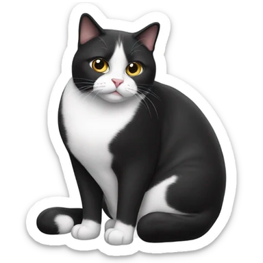 Fat black and Wight cat sticker