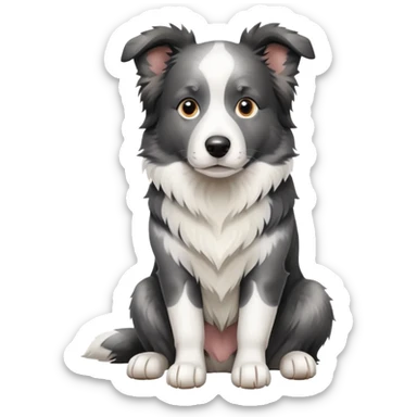 A sitting Border Collie with gray and white spots on its body sticker