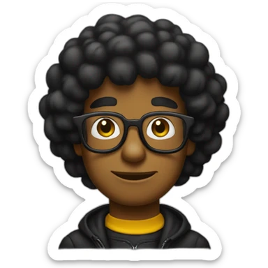 Crea un emoji al estilo de los simpson de un joven con vabello negro y lentes negros sticker