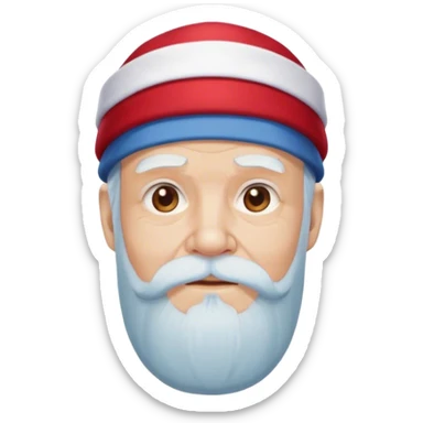 Old man, white beard, blue skin, with red hat and red shorts sticker