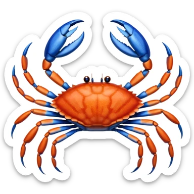 A blue crab with eight legs and two pincers sticker