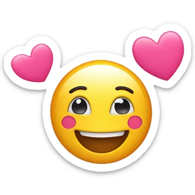 smiling emoji with pink hearts surrounding it sticker