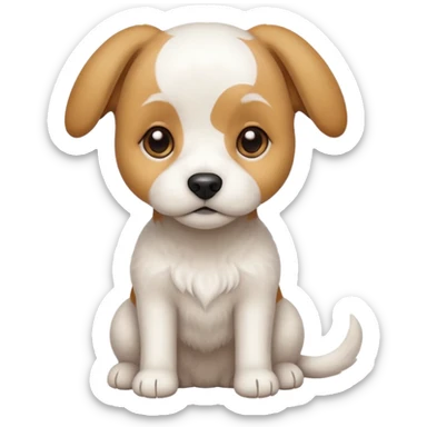 a full body white beagle x maltese x chi dog the size of a kelpie with light brown ears and a light brown patch on one eye sticker