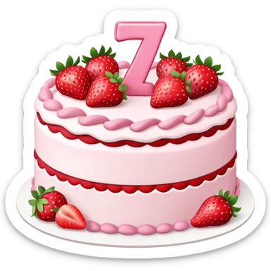 Pink strawberry birthday cake with “27” on it  sticker