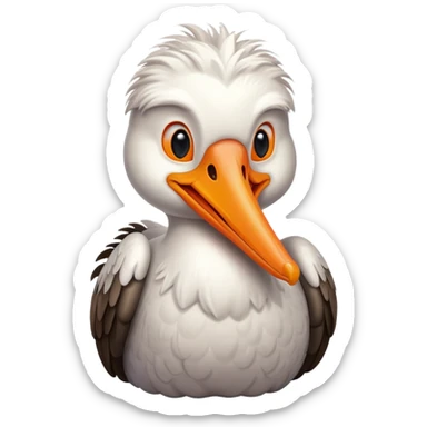 Create a really cute,  simple, cartoon pelican emoji that i can copy and paste into text sticker