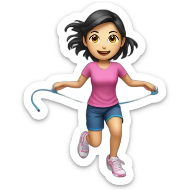 Asian girl jump roping sticker