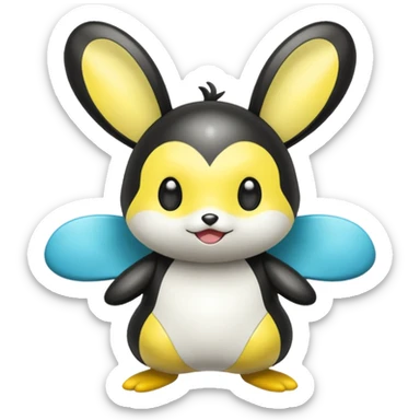 Shiny black and white and yellow and cyan Emolga (full body) sticker