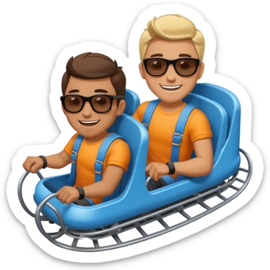 two guys on a roller coaster and buckled up sticker