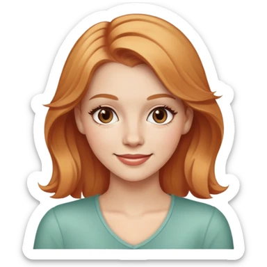 a white girl in mid 20s with strawberry blonde hair ad brown eyes pretty and smiling sticker