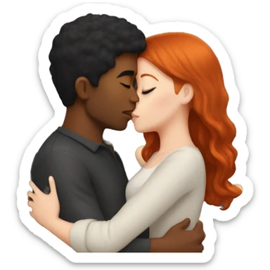 Redhead Girl Kissing black haired man  sticker
