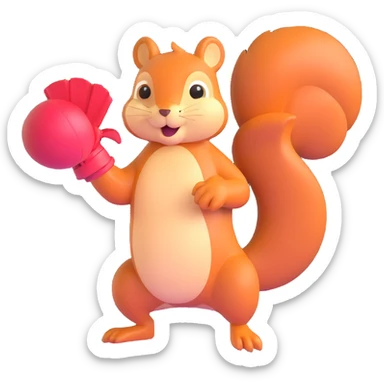 squirrel holding a fish like a boxing glove sticker