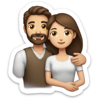 man with brown beard hugging girl with dark brown hair sticker