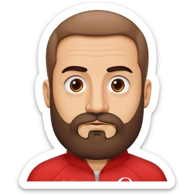 Recep İvedik, Turkish comedy character, bushy eyebrows, thick beard, red tracksuit, humorous expression sticker