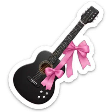 Black guitar with a thin coquette pink bow  sticker