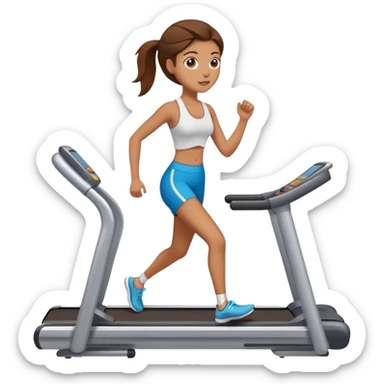 white girl with brown hair on treadmill sticker