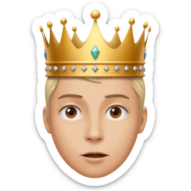 Crown flying off a head, motion lines + absurd expression sticker