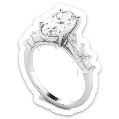Oval center engagement ring with Marquise band in a white gold setting sticker