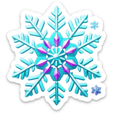 cyan and purple snowflake glitter sticker