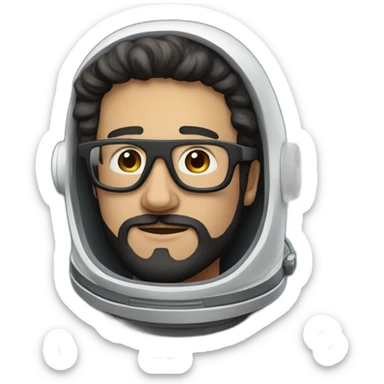 posing caucasian astronaut with black beard and white glasses sticker