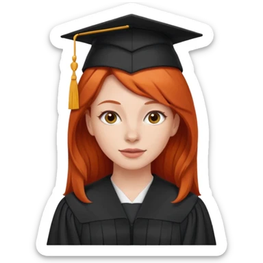 red headed woman with a school in the background sticker