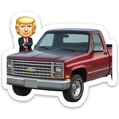 Trump with a square body Chevy sticker