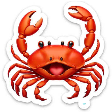 Cinematic Cute Yawning Red Crab Portrait Emoji, Head tilted slightly with a dramatic, wide-open yawn, showcasing a vivid, scarlet exoskeleton with softly drooping antennae and eyes half-closed in drowsy contentment, Simplified yet irresistibly adorable features, highly detailed, glowing with a soft, cozy oceanic glow, high shine, relaxed yet expressive, stylized with a dash of whimsical seaside charm, soft glowing outline, capturing the essence of a drowsy yet affectionate red crab that appears ready to scuttle out for a nap! sticker