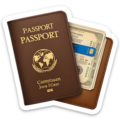 Brown Passport with flight tickets sticker