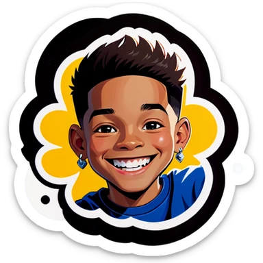 smiling boy with earrings indoors sticker