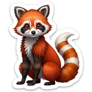 Realistic cool edgy 4-legged quadrupedal Red-Panda-Lemur-Raccoon-Dog-Red-Fox-animal-fusion-hybrid, Full body sticker