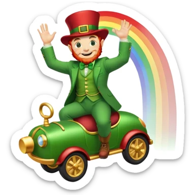 leprechaun riding a rainbow  sticker