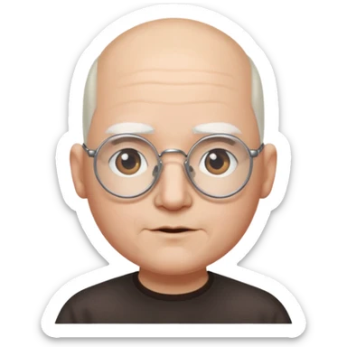 chauve cheveux blanc visage rond lunette gros sourcils sticker