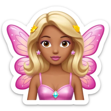 brown skin blonde barbie fairy  dust sticker