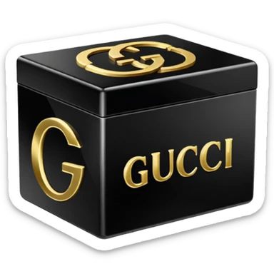 black box with the words “GUCCI” inside  sticker