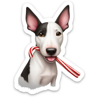 bull terrier and candy cane sticker