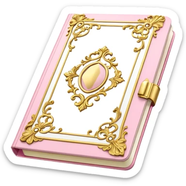 Notebook rococo style, gold and pink and white. angled view sticker
