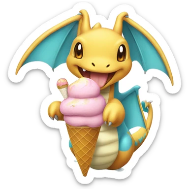 Pokemon dragonite with ice cream sticker