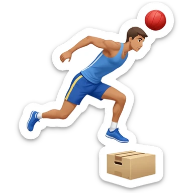 man in blue shorts box-jump exercise side-view sticker
