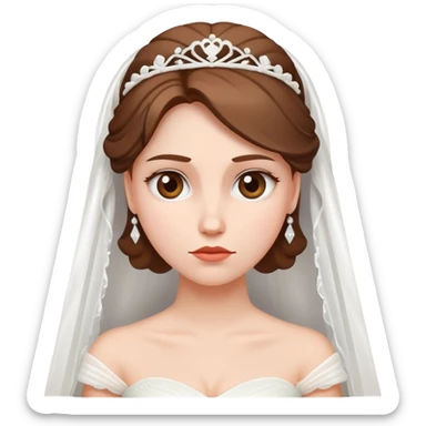 bride in a wedding dress with a faint broken heart symbol, subtle and playful, no explicit content sticker