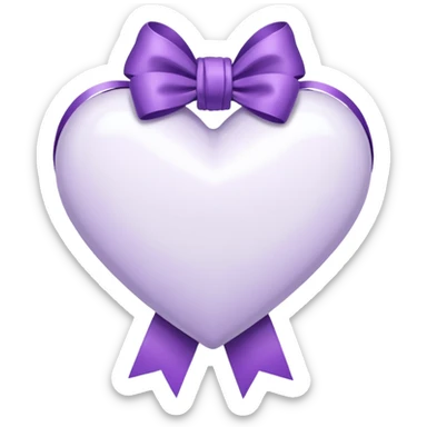 White heart with purple ribbon sticker