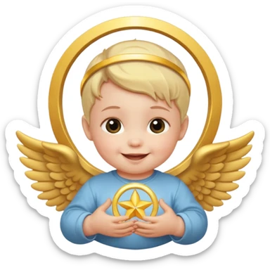 baby with halo sticker