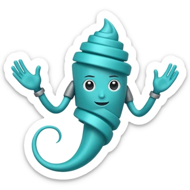 Swirling tornado coming out of the water mark the colur teal with arms and legs coming out the side sticker