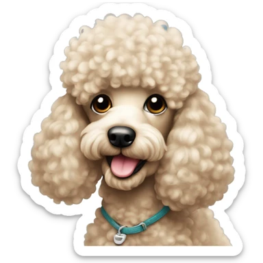 Poodle cor champanhe com lacinho sticker