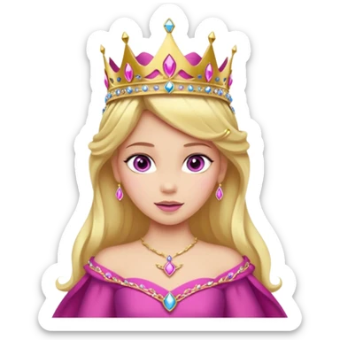 Princesa aurora Disney com vestido fuchsia de manga comprida rosa claro com tiara pequena e dourada de corpo inteiro com olhos lilás de costas sticker