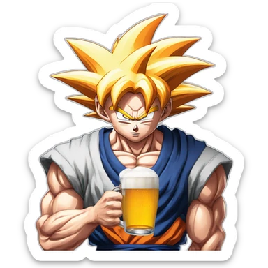 Son goku ultra instinct drank beer sticker